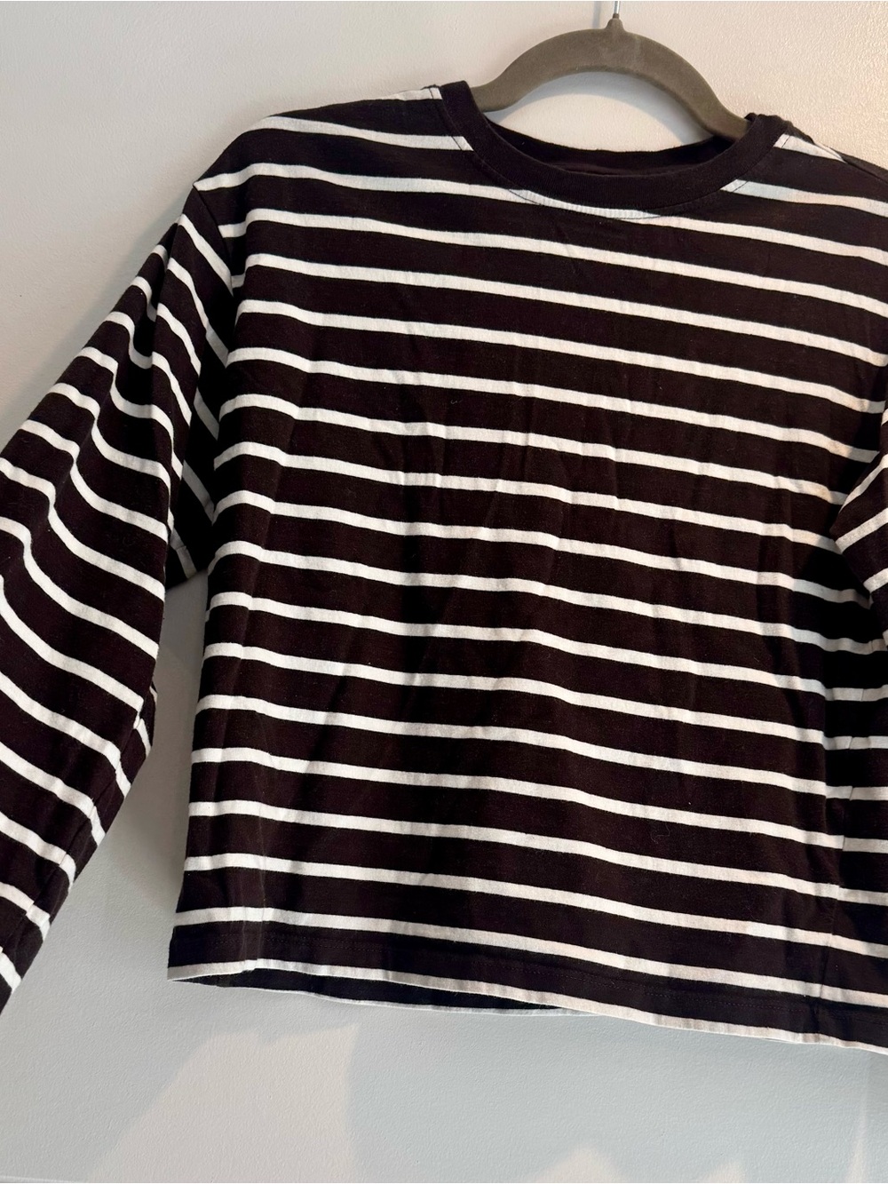 H&M Brown and White Striped Long Sleeve Top